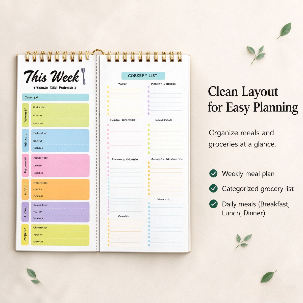 Magnetic Weekly Meal Planner Board for Kitchen Planning