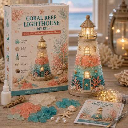 🌊 Beginner-Friendly DIY Lighted Sea Glass-Style Lighthouse Kit Collection | Complete Kit with Sea Glass-Style Pieces, LED Lights & Step-by-Step Guide Included 💕