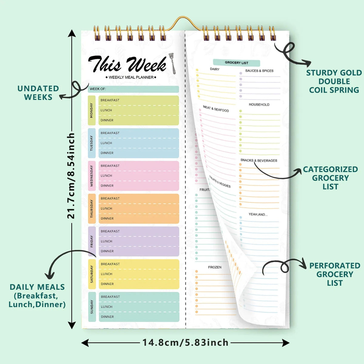 Magnetic Weekly Meal Planner Board for Kitchen Planning