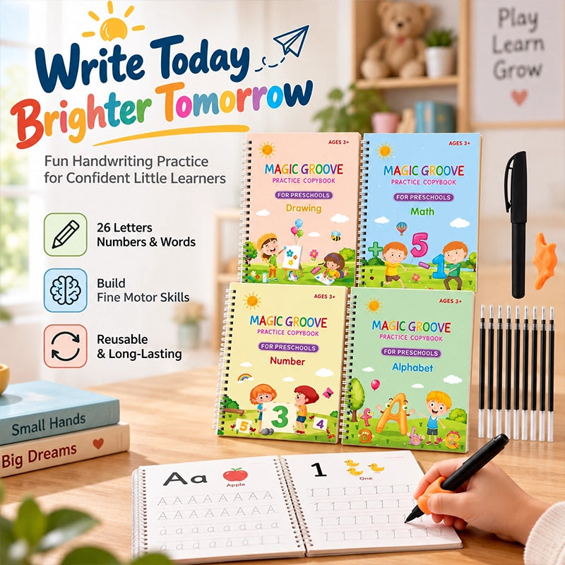 Reusable Grooved Handwriting Practice Books for Letters and Numbers