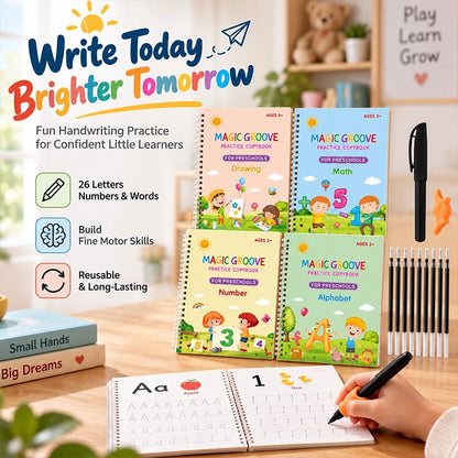 Reusable Grooved Handwriting Practice Books for Letters and Numbers