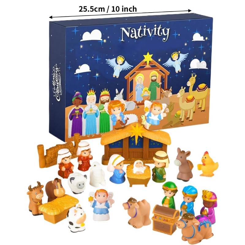 2026 Nativity Advent Calendar with Illustrated Scene Pieces