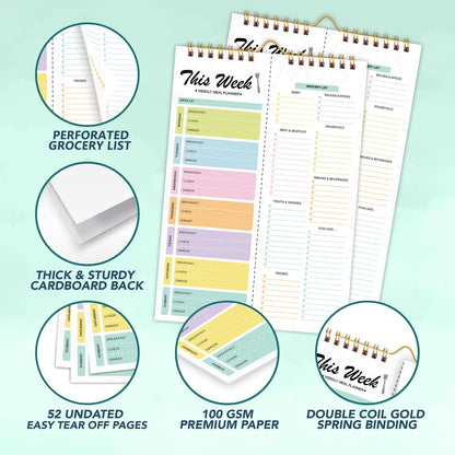 Magnetic Weekly Meal Planner Board for Kitchen Planning