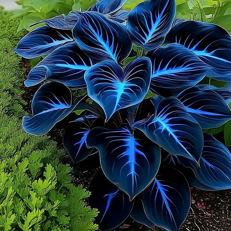 🌌Rare Midnight Hostas Seeds – Like Stars Sprinkled on Every Leaf