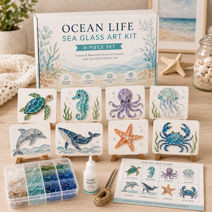 🌸🙏💖Sea Glass Art Kit – Create Stunning Mosaic Masterpieces at Home 🐢🌸🙏💖