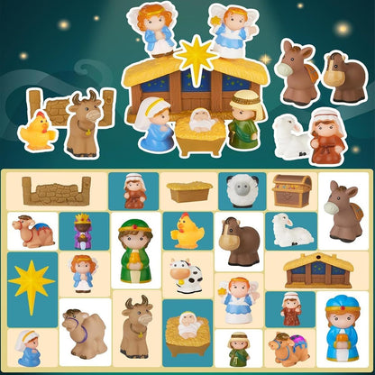 2026 Nativity Advent Calendar with Illustrated Scene Pieces
