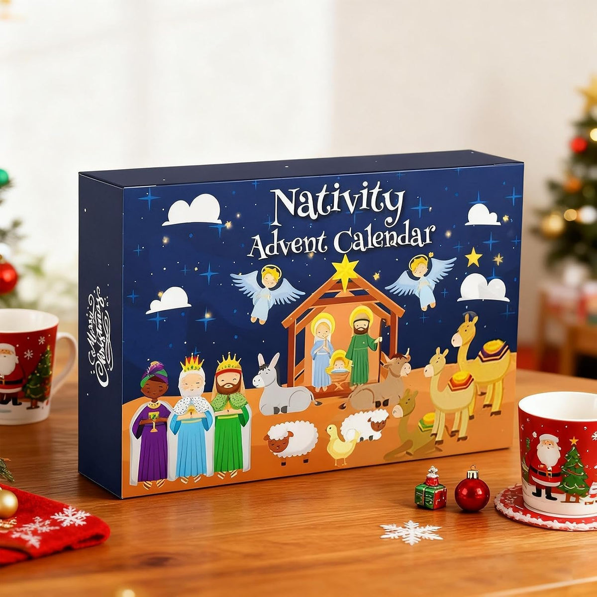 2026 Nativity Advent Calendar with Illustrated Scene Pieces