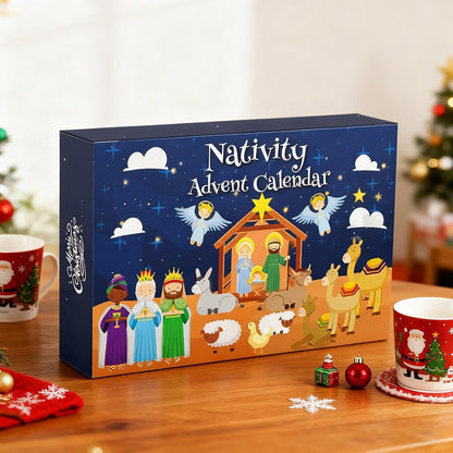 2026 Nativity Advent Calendar with Illustrated Scene Pieces