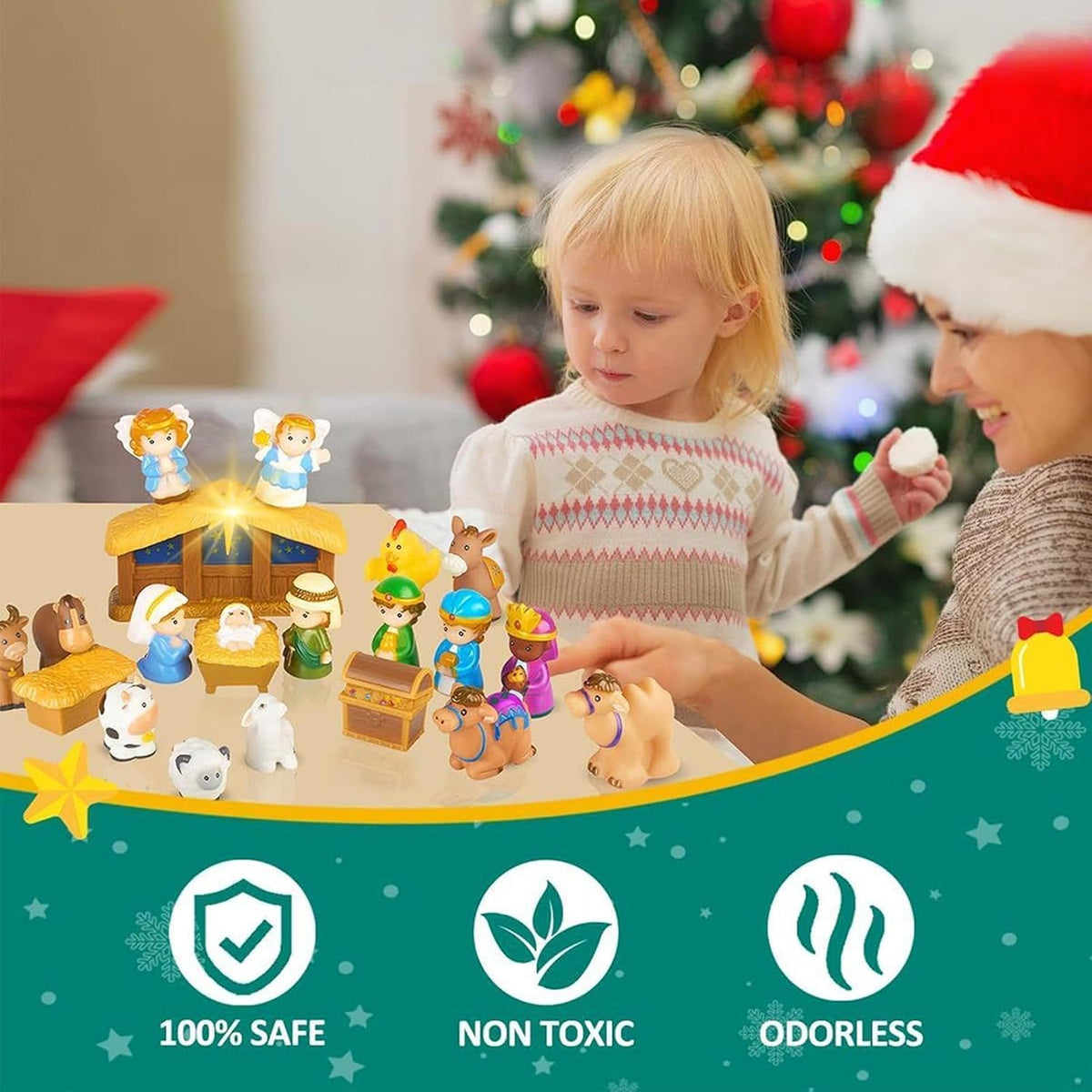 2026 Nativity Advent Calendar with Illustrated Scene Pieces