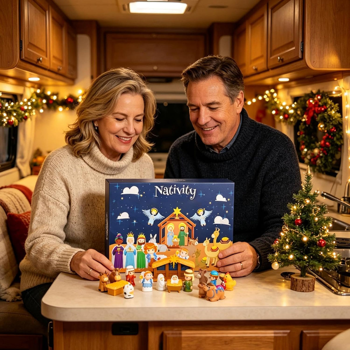 2026 Nativity Advent Calendar with Illustrated Scene Pieces
