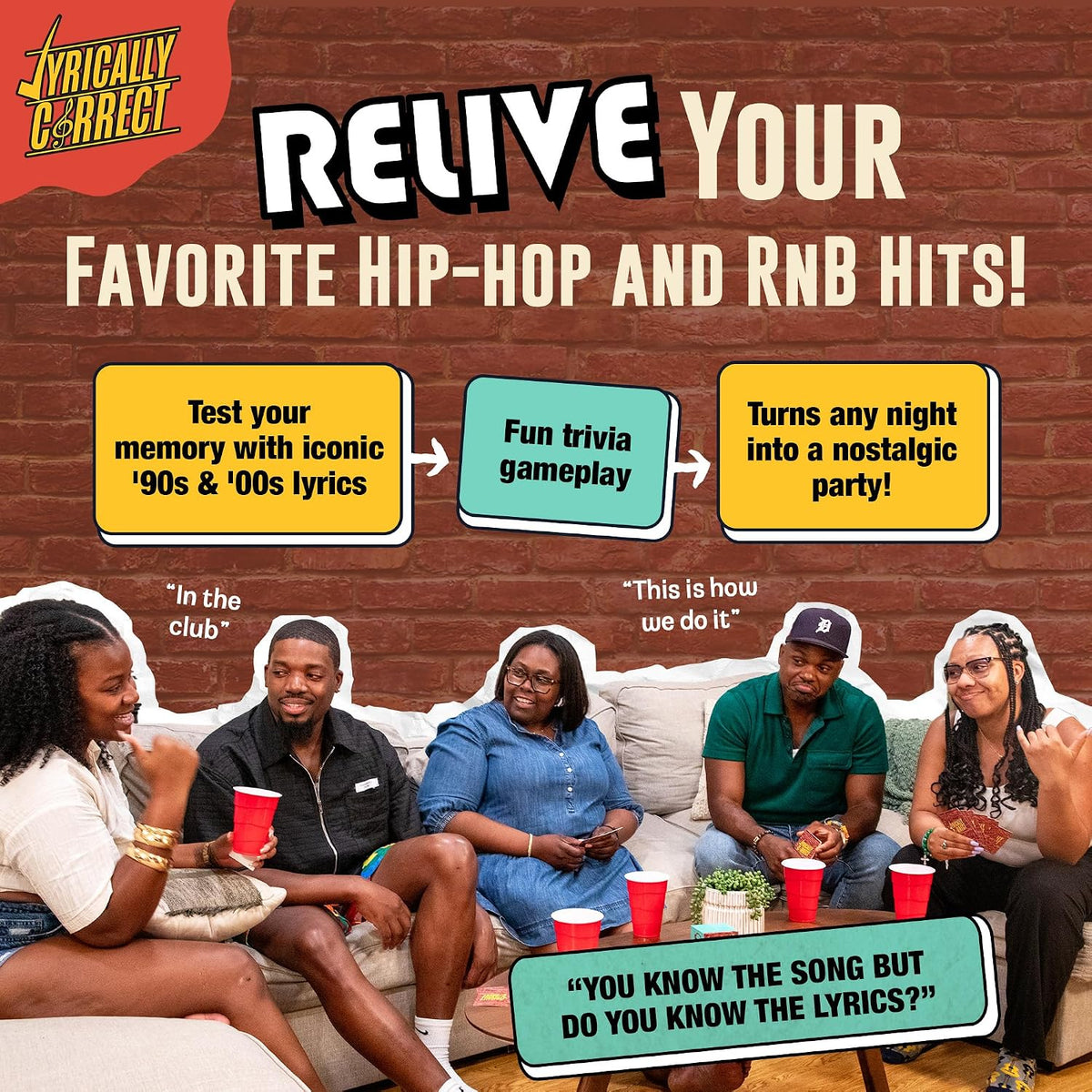 Song Lyric Trivia Card Game for Throwback Music Nights