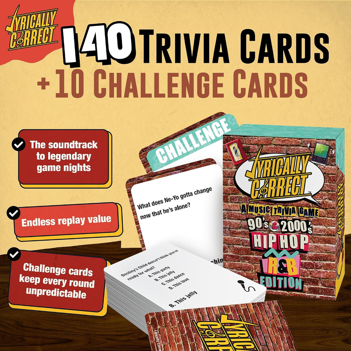 Song Lyric Trivia Card Game for Throwback Music Nights