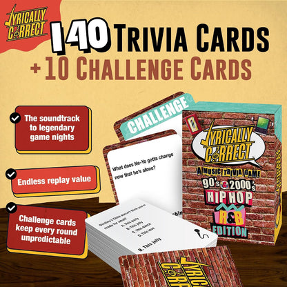 Song Lyric Trivia Card Game for Throwback Music Nights