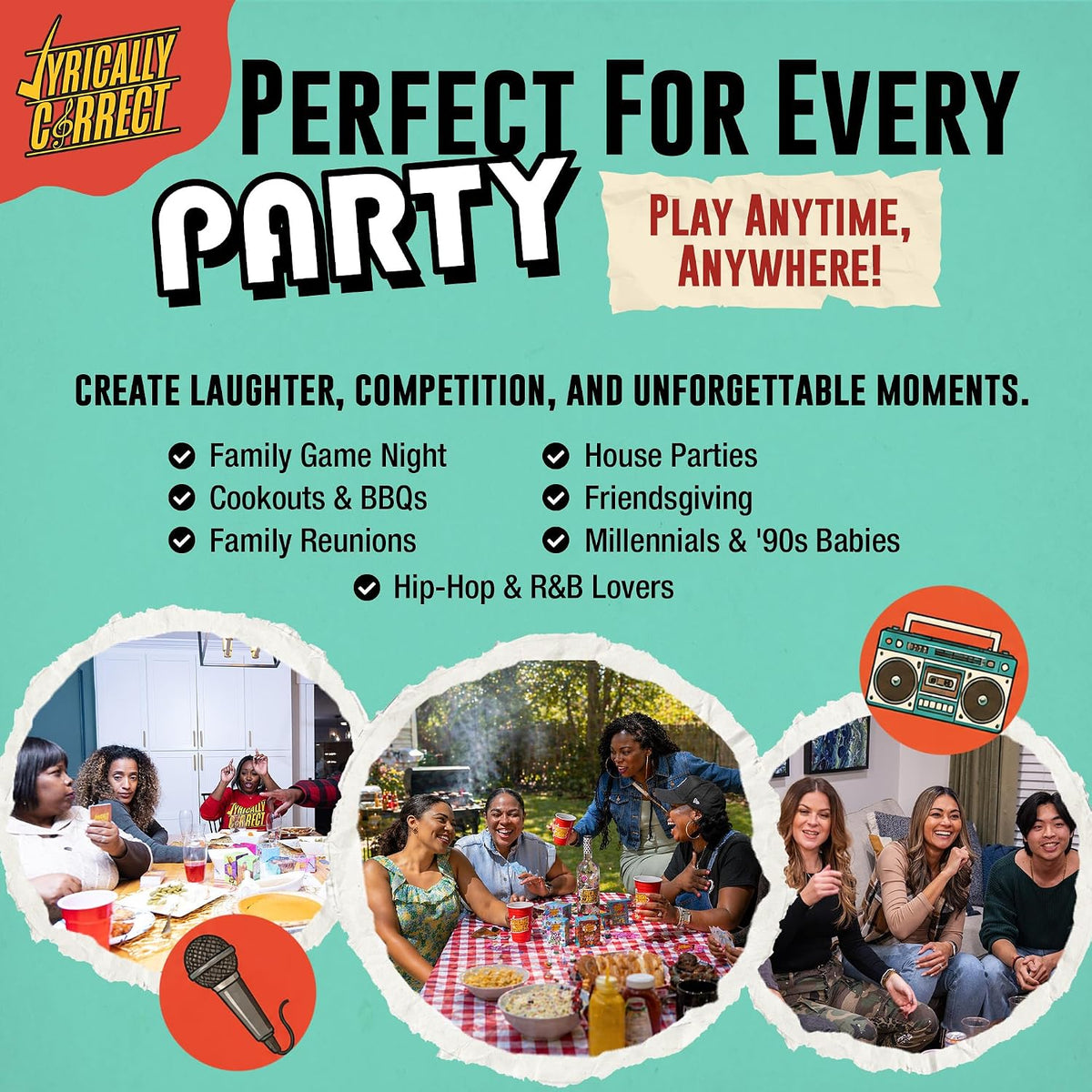 Song Lyric Trivia Card Game for Throwback Music Nights