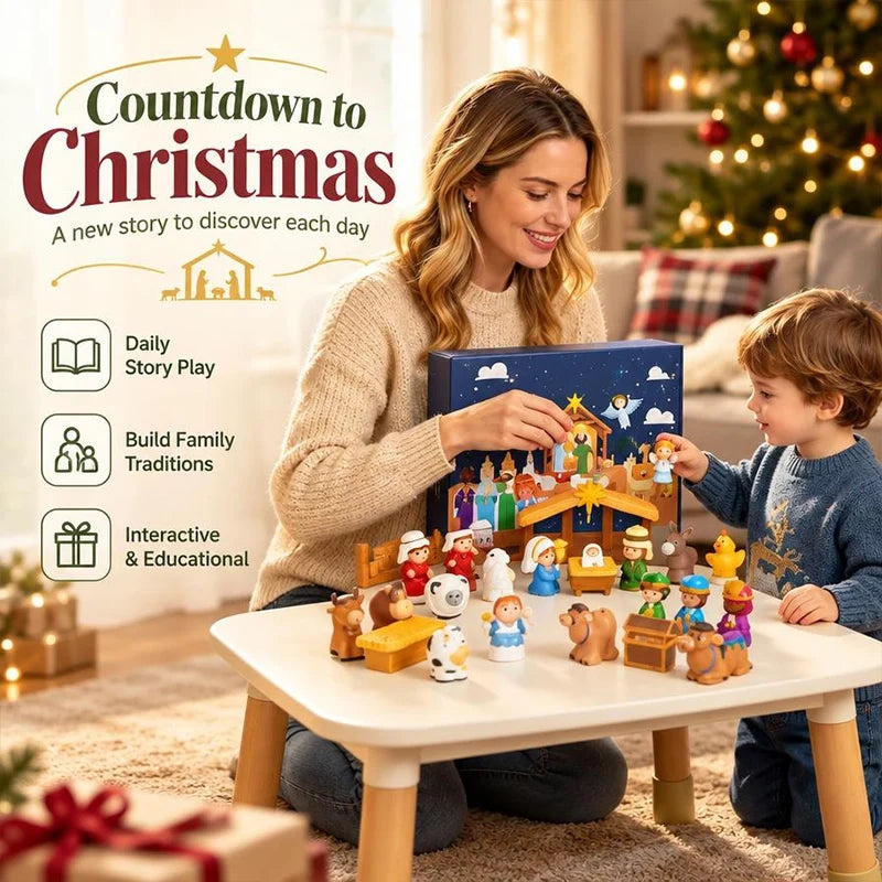 2026 Nativity Advent Calendar with Illustrated Scene Pieces