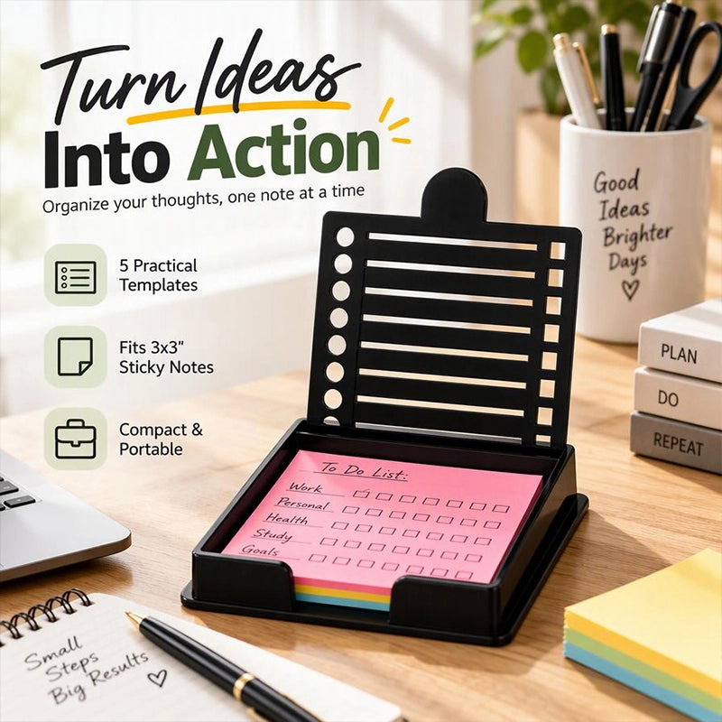 Sticky Note Holder with Reusable Planning Stencils, Holder Only