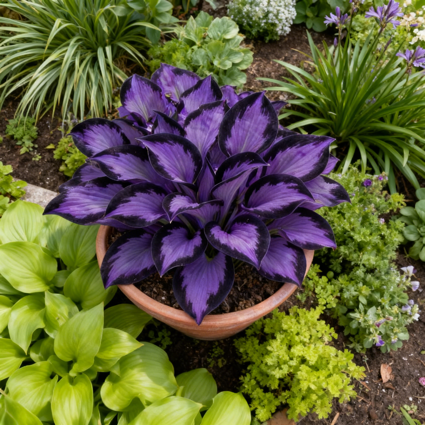 🌿🌌Rare Midnight Purple Hostas Seeds – Like Stars Sprinkled on Every Leaf
