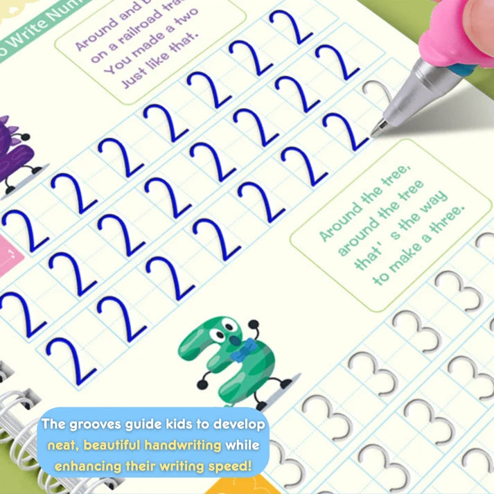 Reusable Grooved Handwriting Practice Books for Letters and Numbers