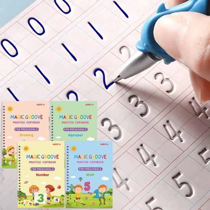 Reusable Grooved Handwriting Practice Books for Letters and Numbers