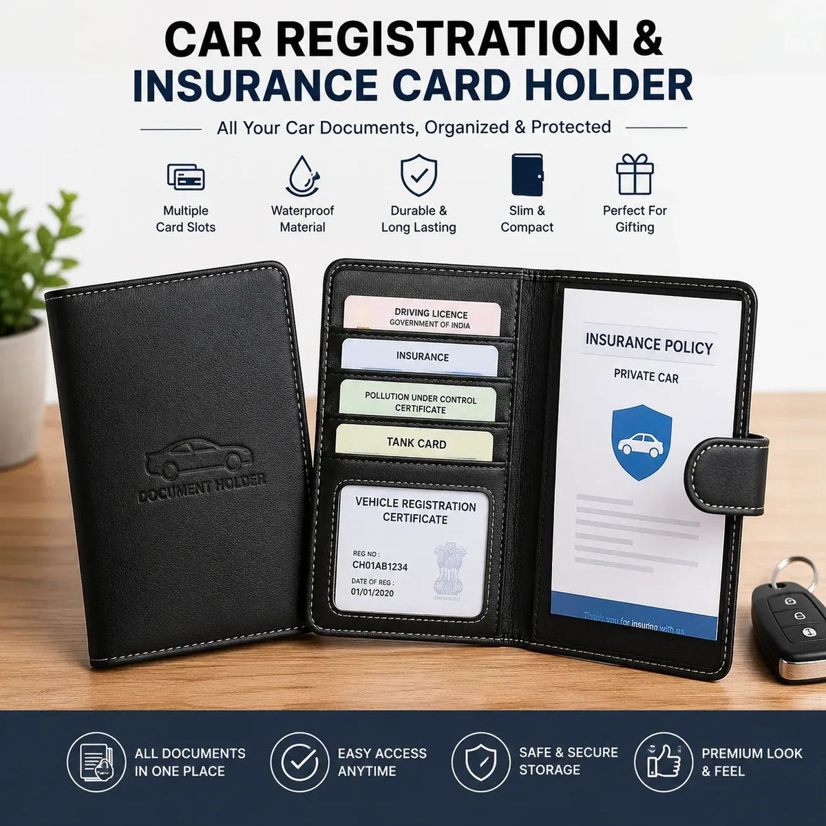 Vehicle Document Wallet for License and Registration Storage — view 1